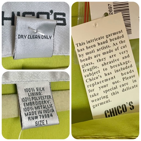 Chico’s Silk Hand Beaded Open Cardigan - Picture 7 of 8